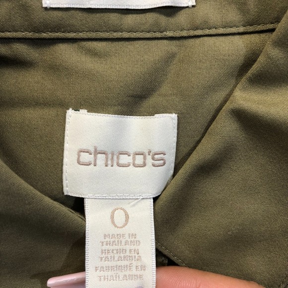 Chico's No Iron Cotton Green 3/4 Sleeve Button Down Shirt S or US 4/6 - Picture 5 of 13